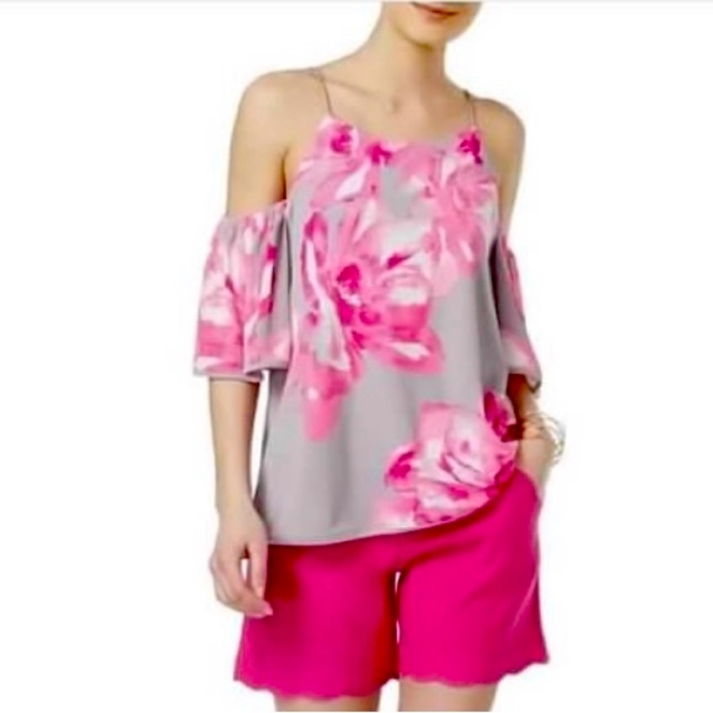 INC International Concepts Pink Off the Shoulder Blouse with 3/4 Sleeves
